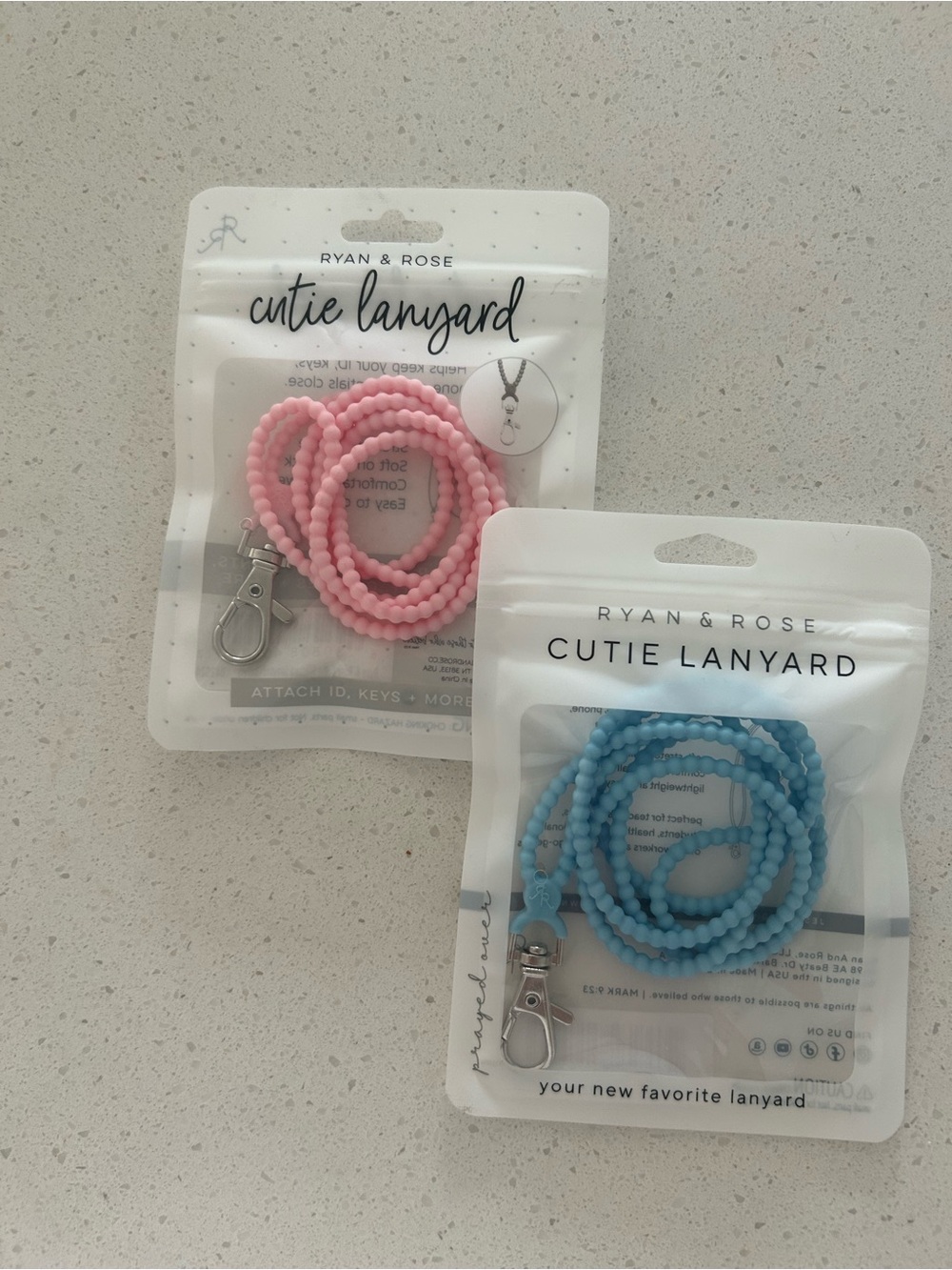 Ryan & Rose Cutie Lanyard - Pink & Blue Beaded Key Holder